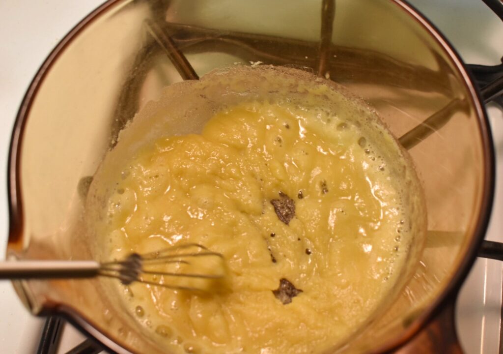 a roux in a small clear sauce pan